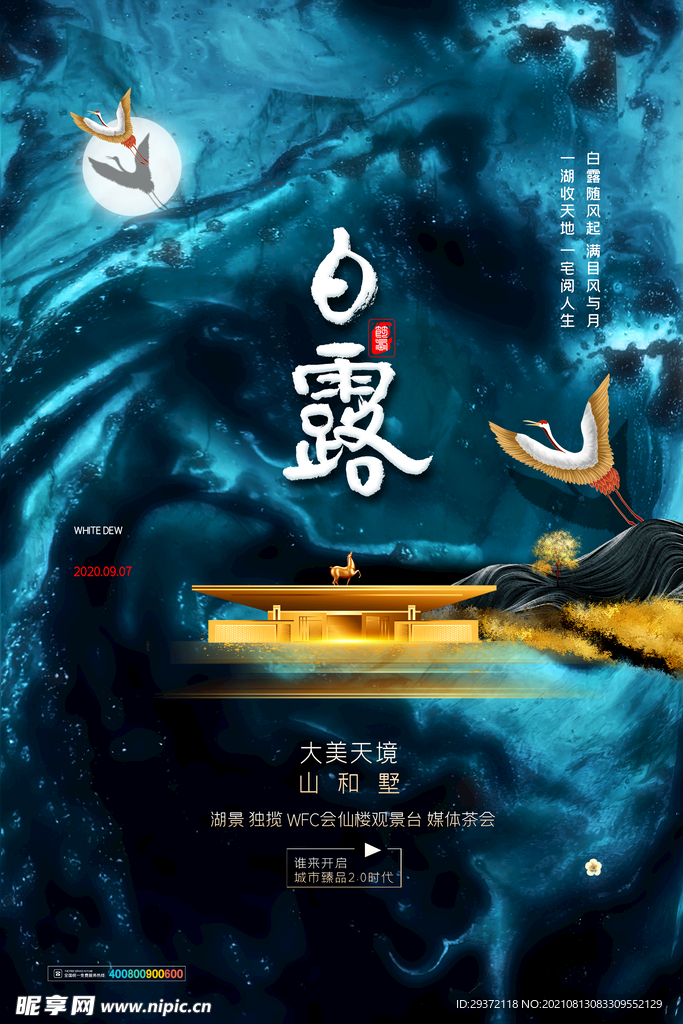 创意中国风白露节传统节气海报