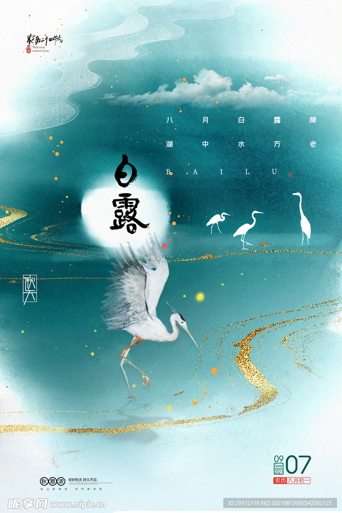 时尚创意二十四节气白露节海报