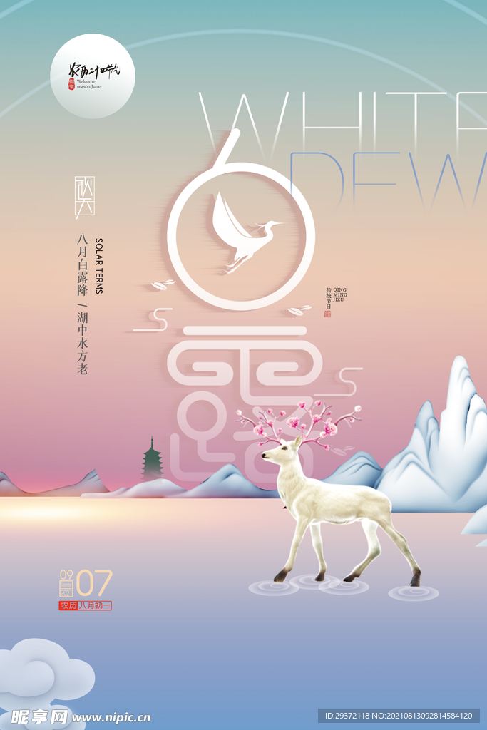 时尚创意二十四节气白露节海报