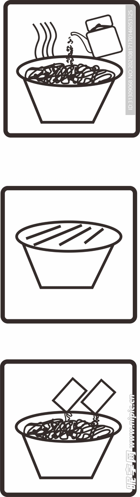 泡面步骤矢量图