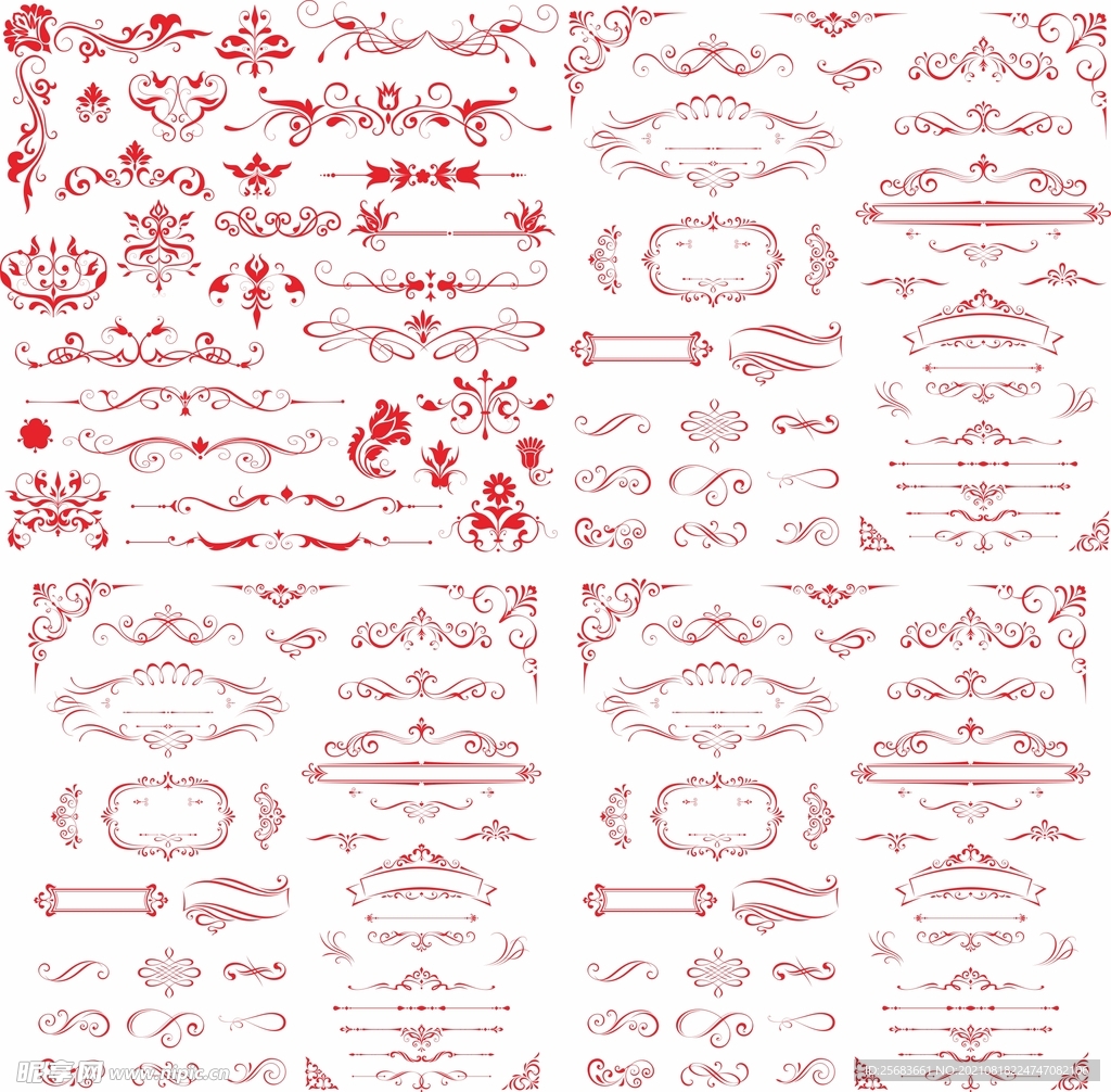 矢量花纹边框 欧式装饰