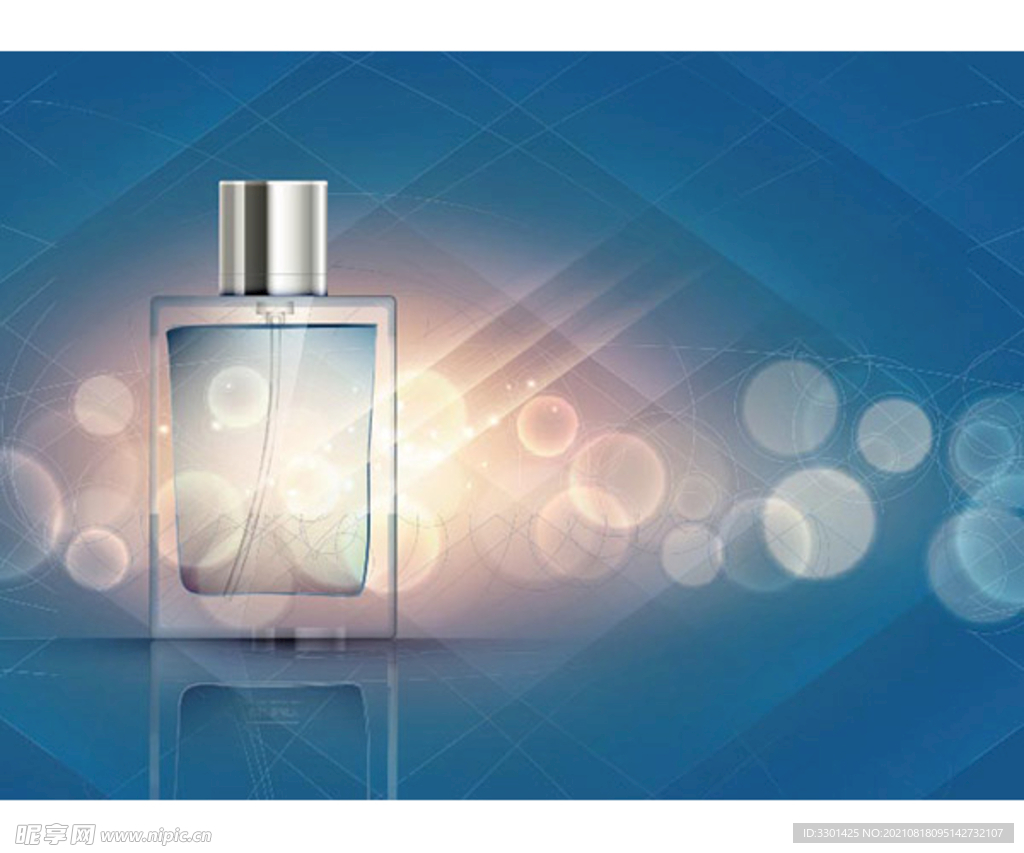 蓝色香水瓶模板