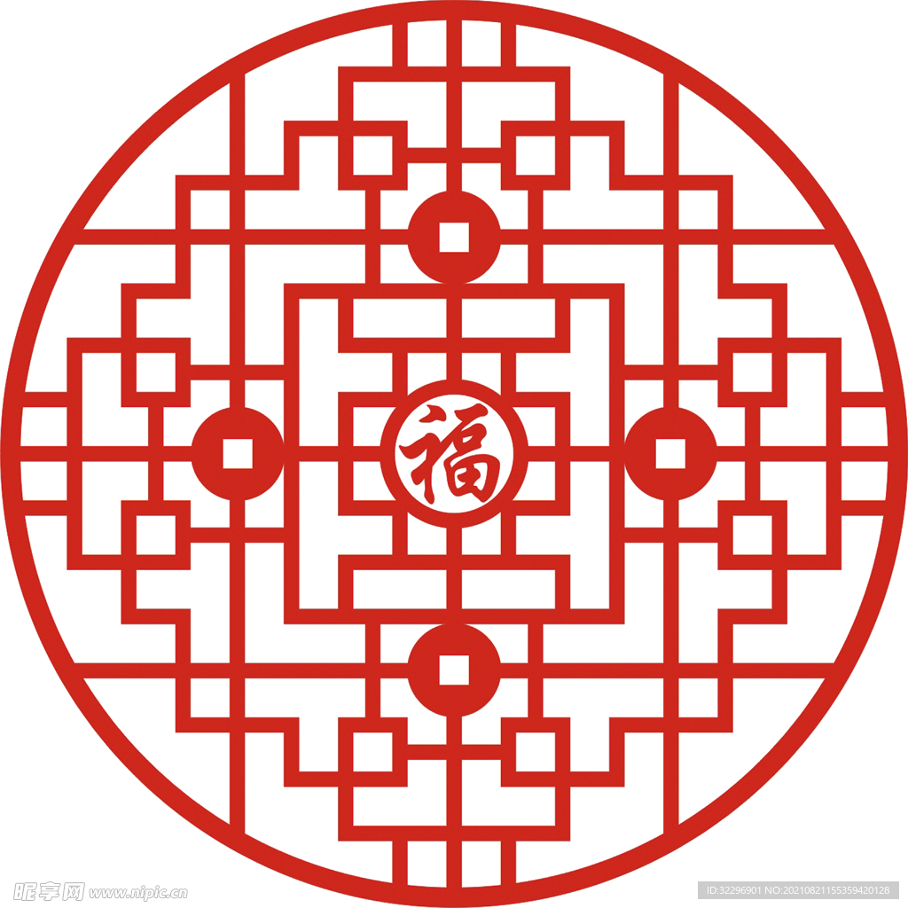  中国风中式窗花图案素材