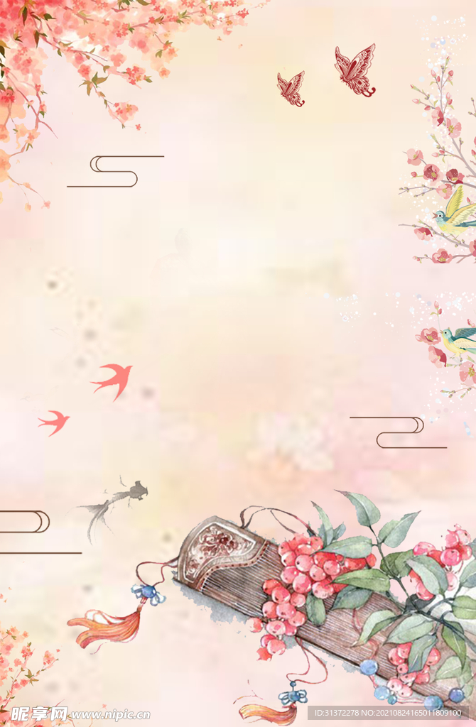  手绘古风插画背景图片 