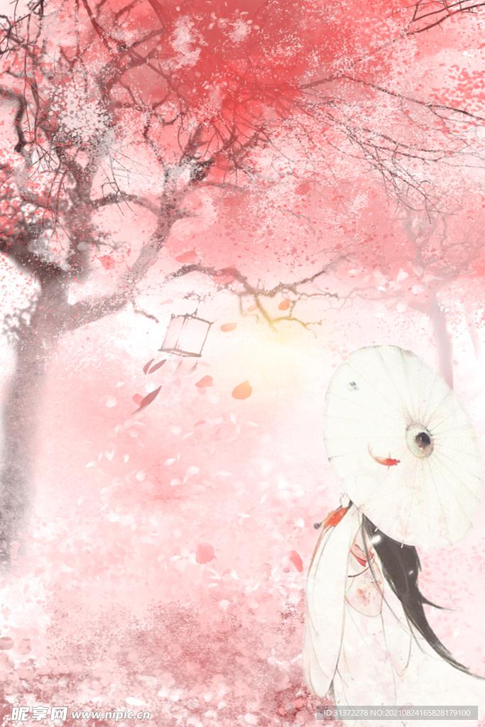 手绘古风插画背景图片 