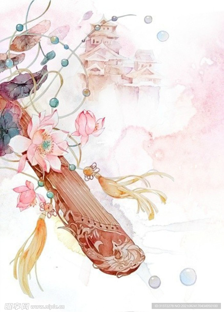 手绘古风插画背景图片 