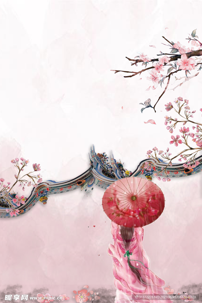  手绘古风插画背景图片 