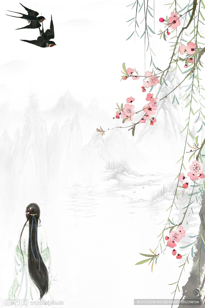 手绘古风插画背景图片