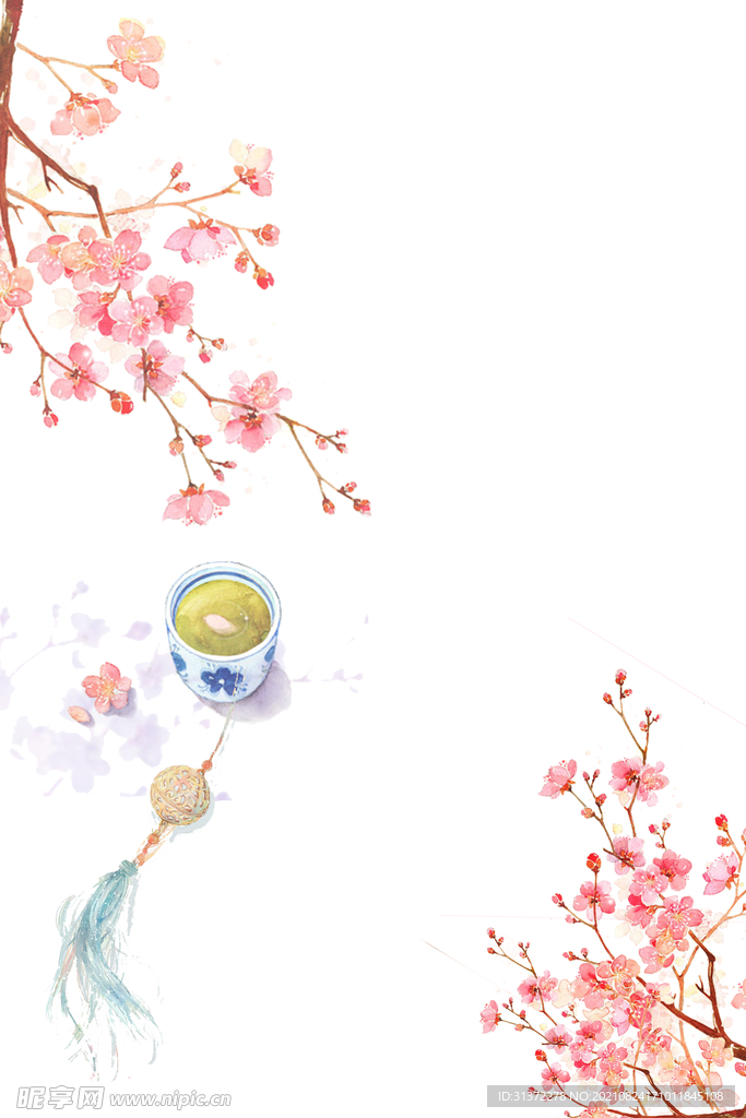  手绘古风插画背景图片 