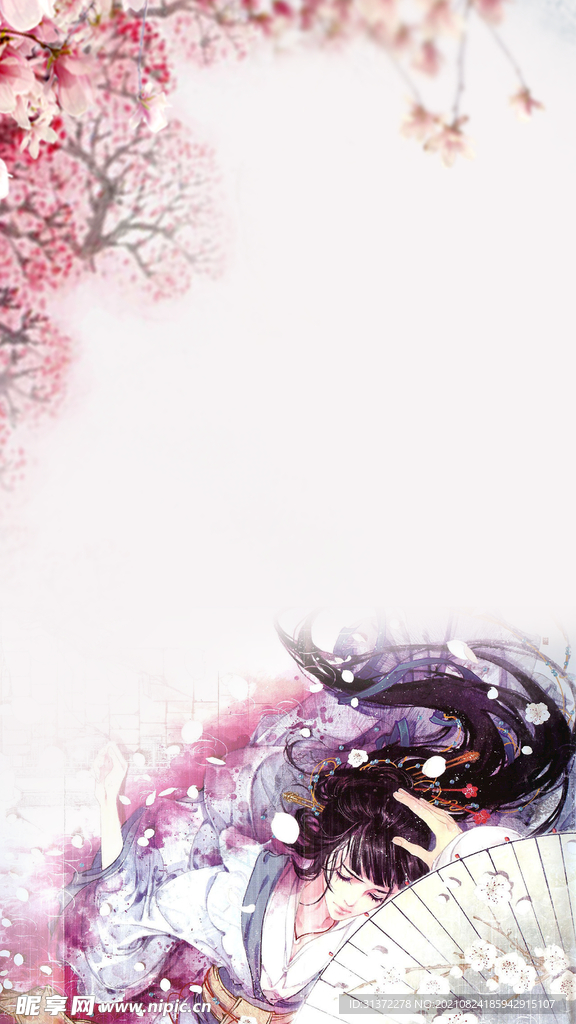  手绘古风插画背景图片 