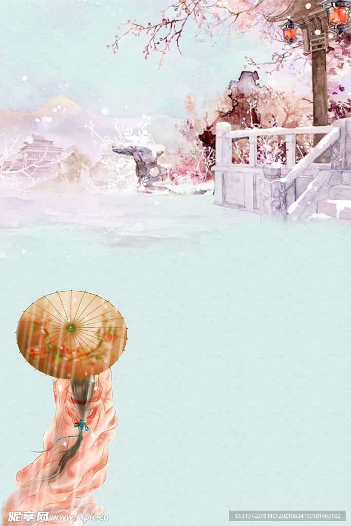  手绘古风插画背景图片 