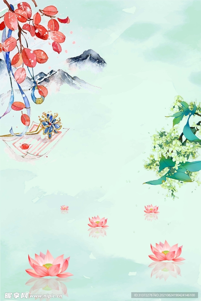 手绘古风插画背景图片 