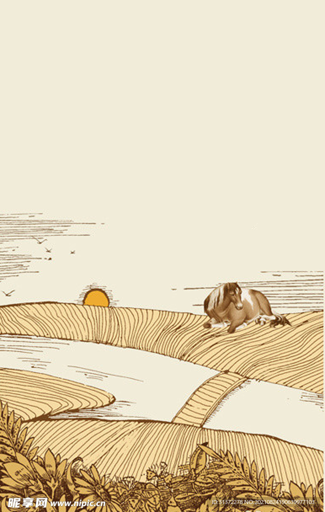 手绘古风插画背景图片 