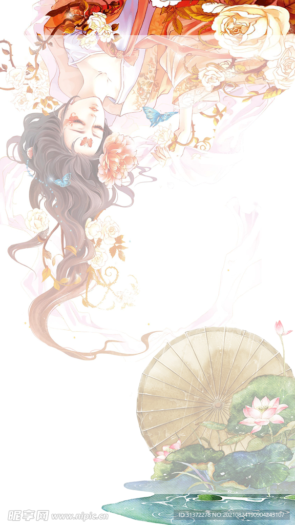  手绘古风插画背景图片 