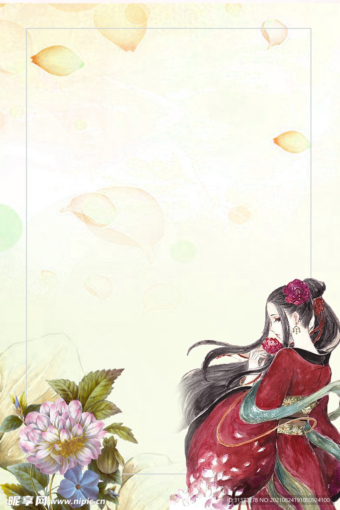  手绘古风插画背景图片 