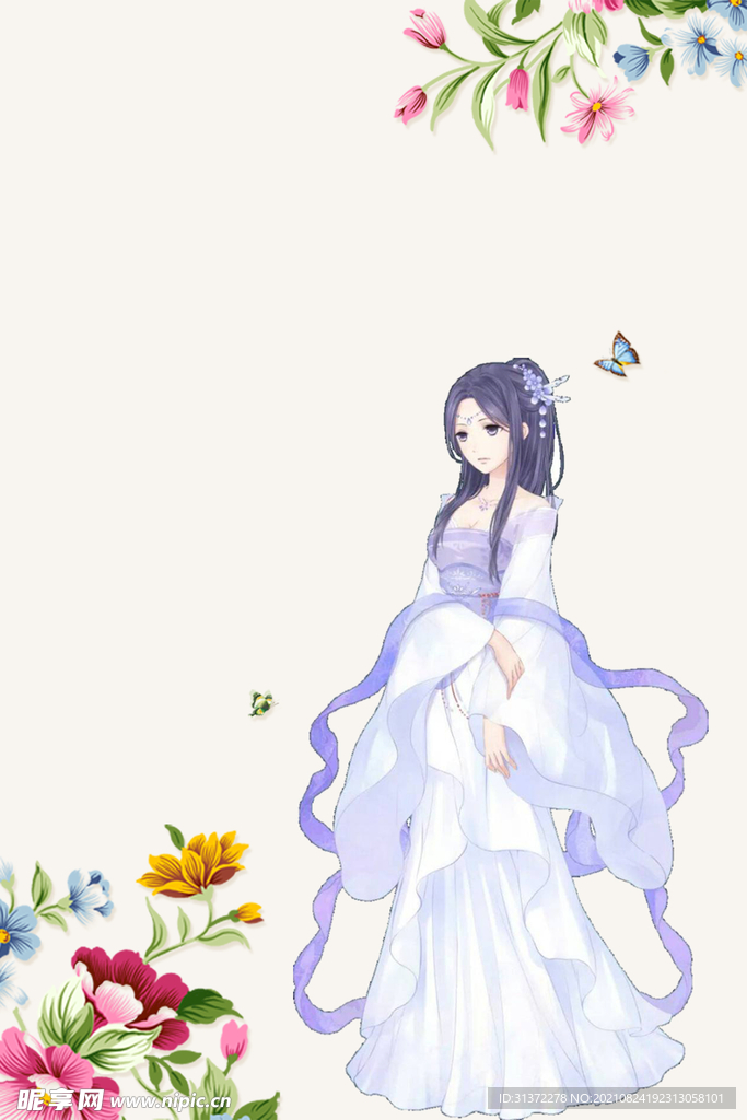 手绘古风插画背景图片 