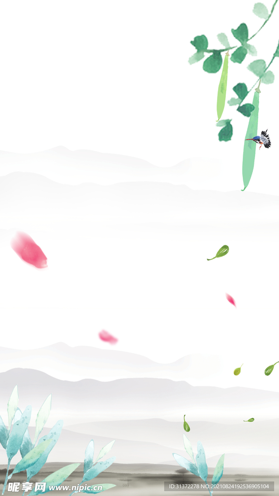   手绘古风插画背景图片 