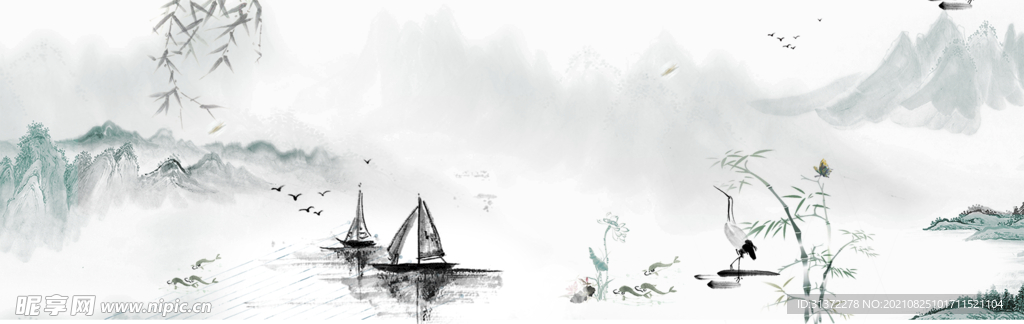 手绘古风插画背景图片 