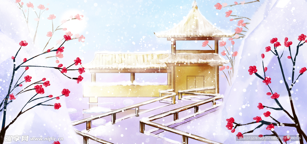  手绘古风插画背景图片 