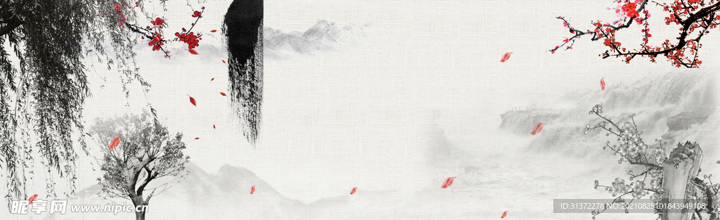 手绘古风插画背景图片 