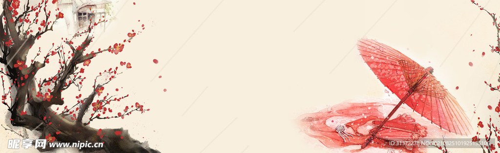   手绘古风插画背景图片 