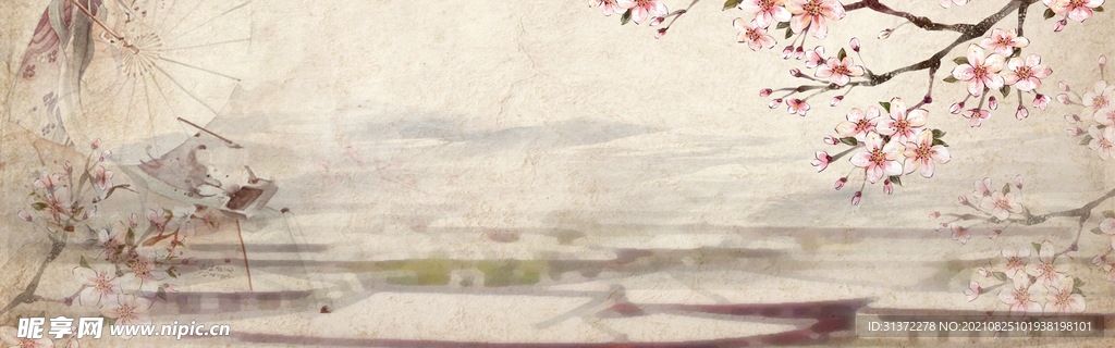 手绘古风插画背景图片 