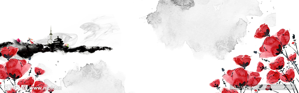 手绘古风插画背景图片 