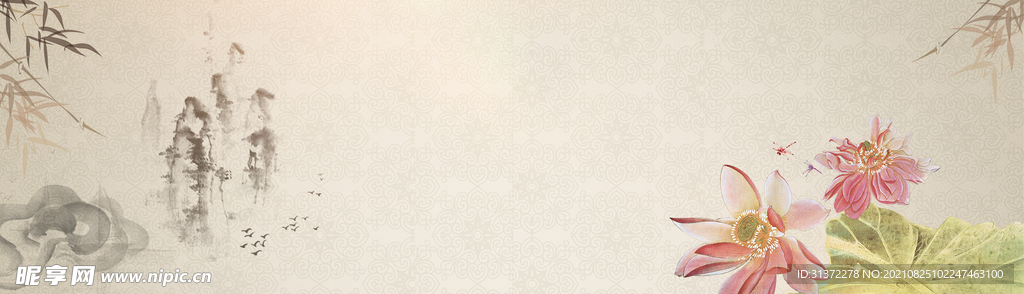     手绘古风插画背景图片 