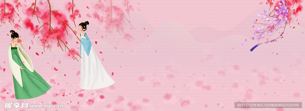  手绘古风插画背景图片