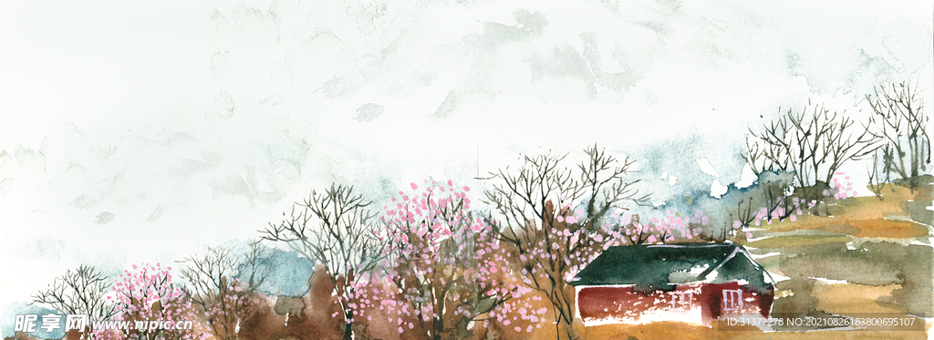  手绘古风插画背景图片