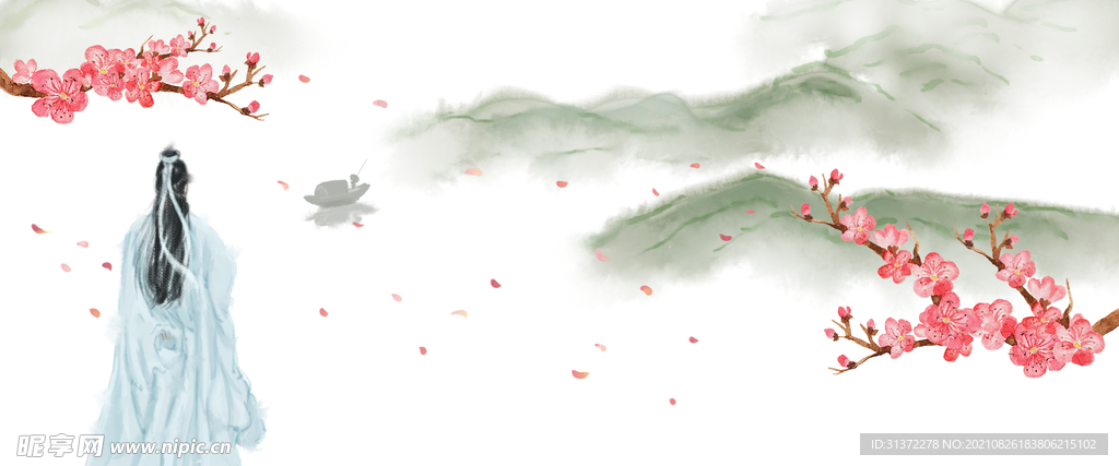  手绘古风插画背景图片