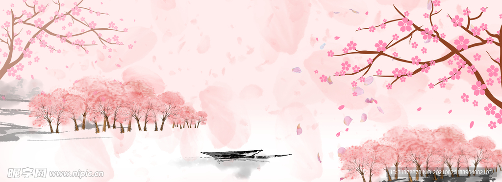  手绘古风插画背景图片