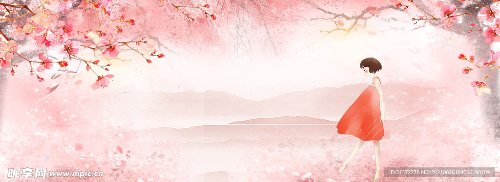 手绘古风插画背景图片