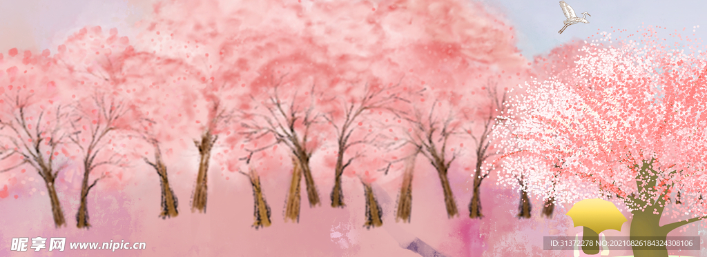  手绘古风插画背景图片