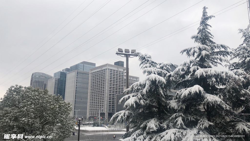 城市雪景