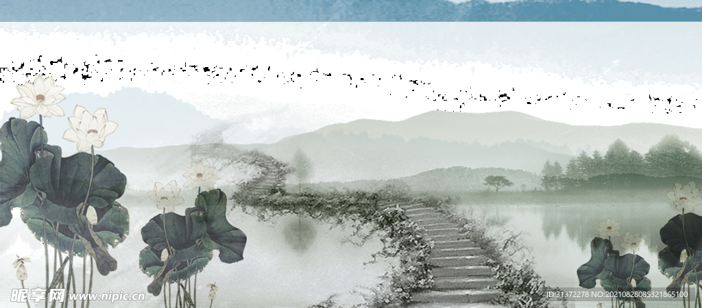   手绘古风插画背景图片 