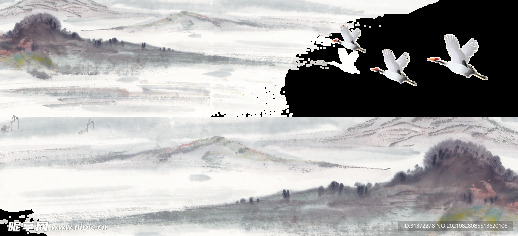 手绘古风插画背景图片 