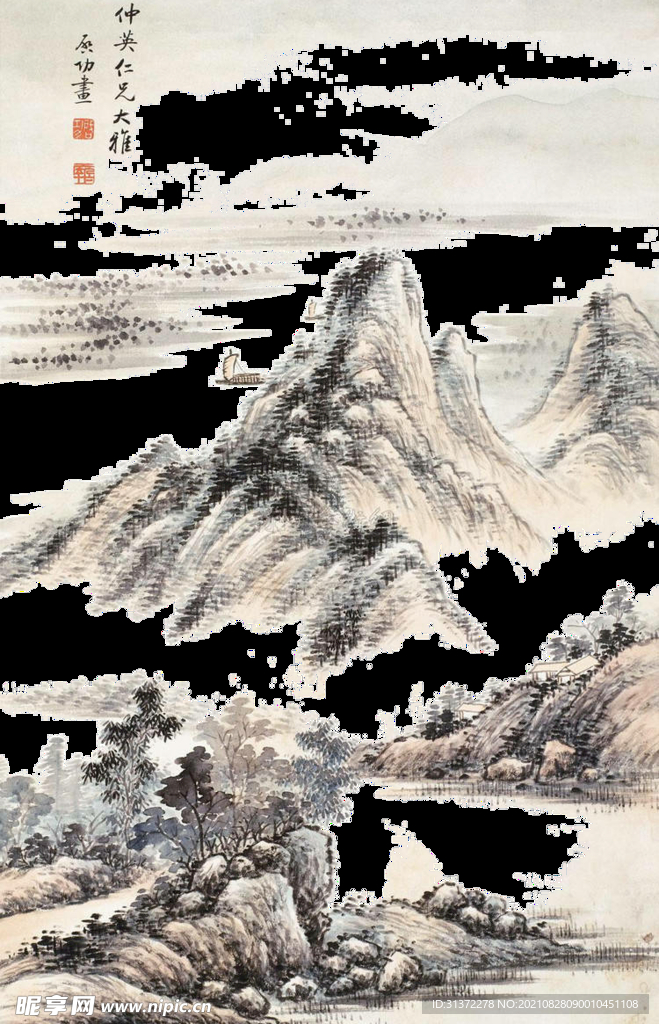 手绘古风插画背景图片 