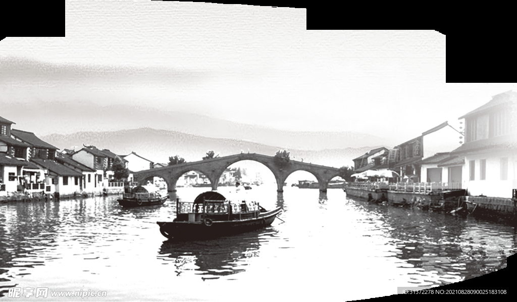  手绘古风插画背景图片 