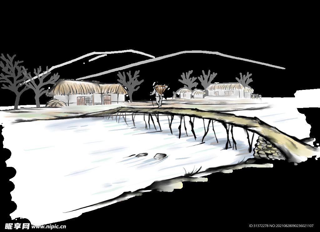  手绘古风插画背景图片 