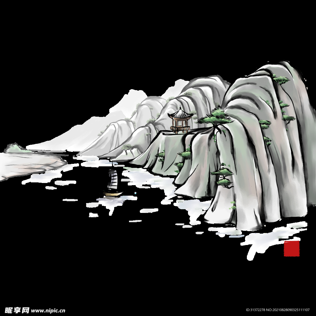  手绘古风插画背景图片 