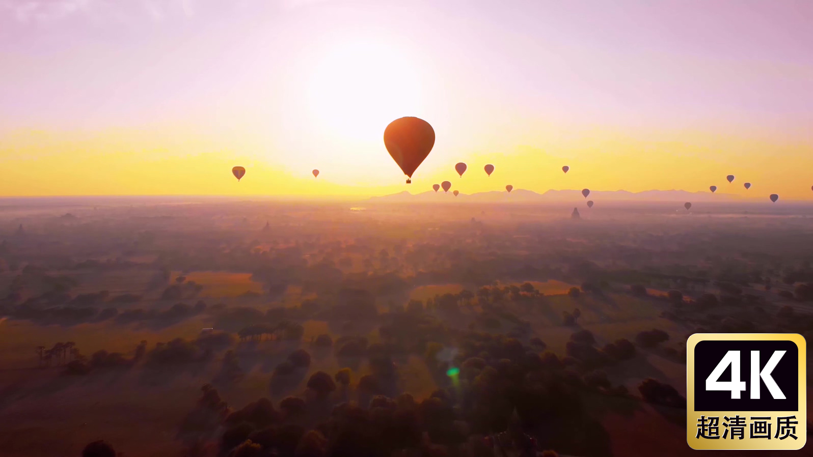 航拍素材成群的热气球