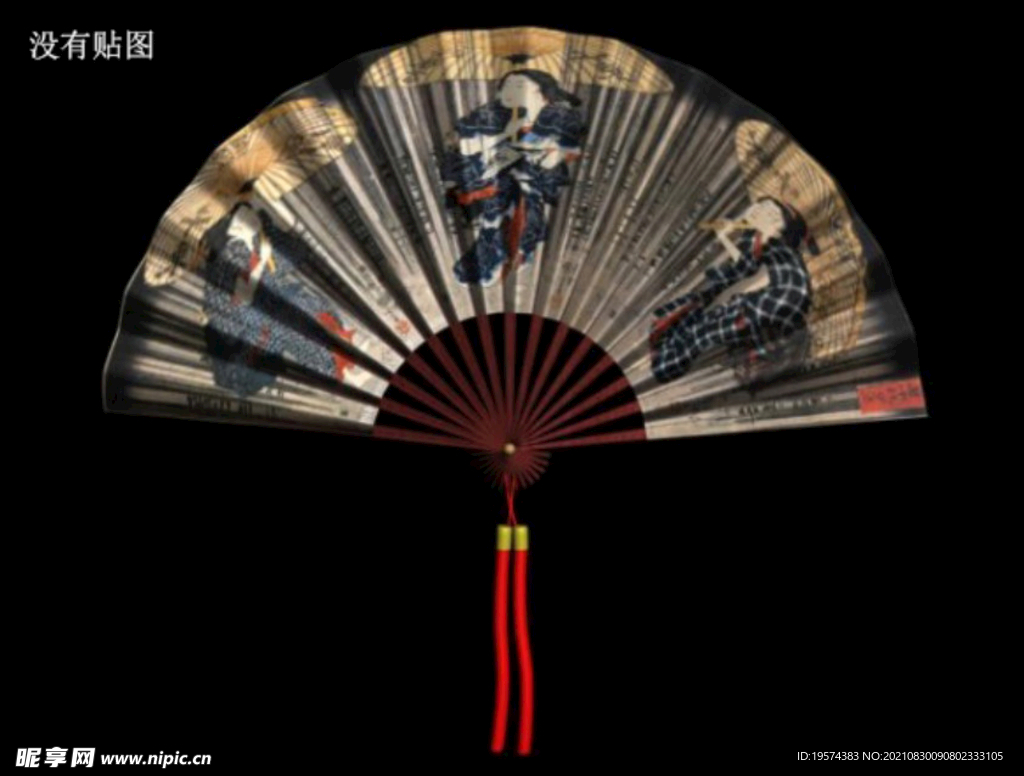 3DMAX模型扇子折扇古风古代