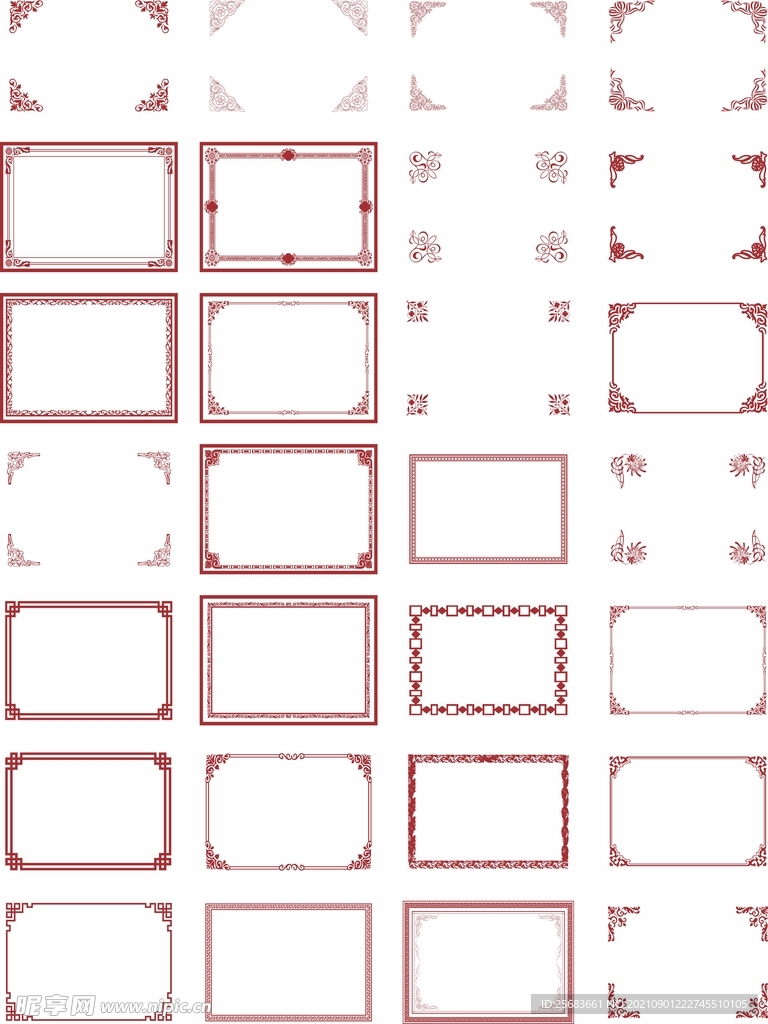 欧式花纹浮雕 红色复古边框