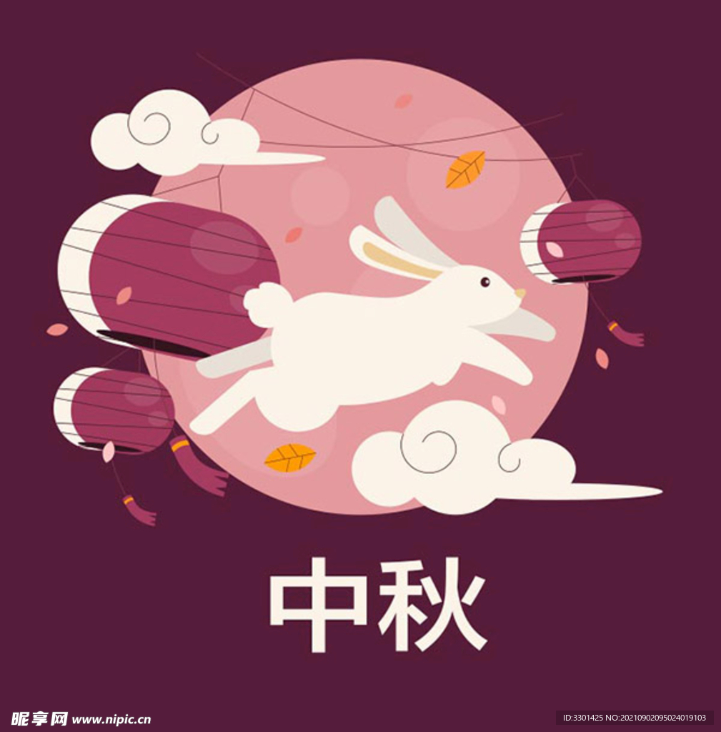 中秋玉兔矢量 