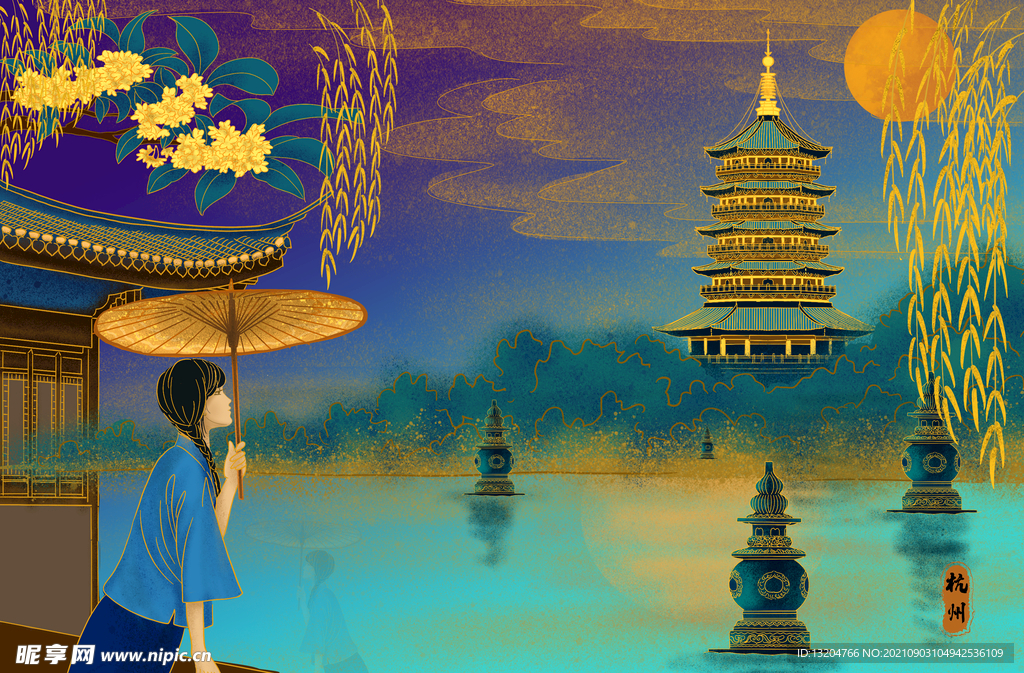 杭州西湖城市地标