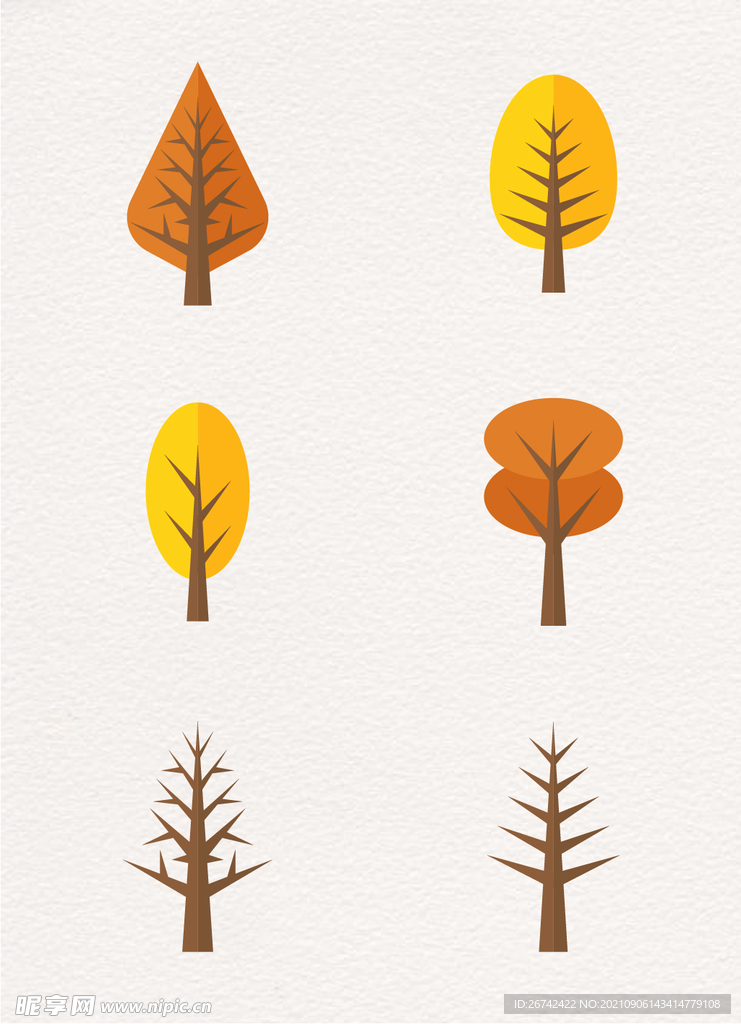 扁平化秋季树木