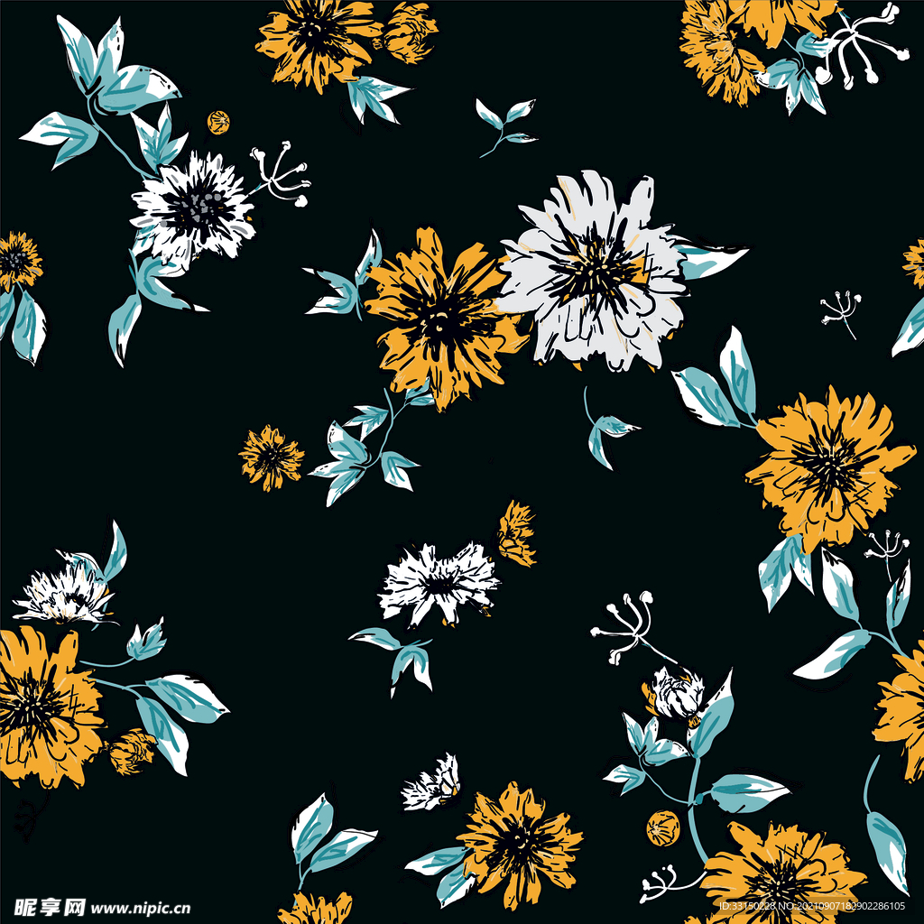 数码印花玫瑰花绣球花抽象花卉