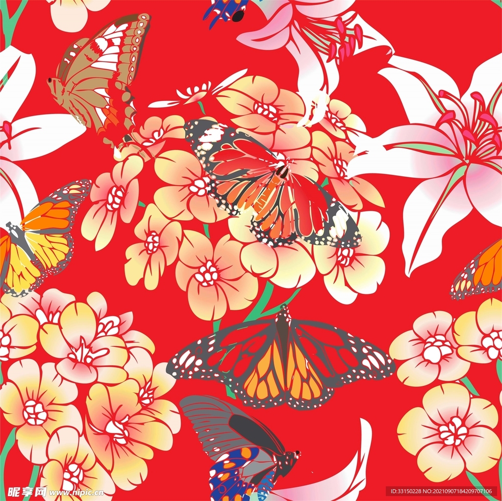 数码印花水彩花抽象花卉水彩花