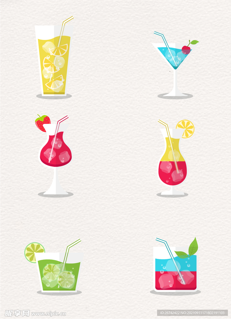 扁平化饮料鸡尾酒